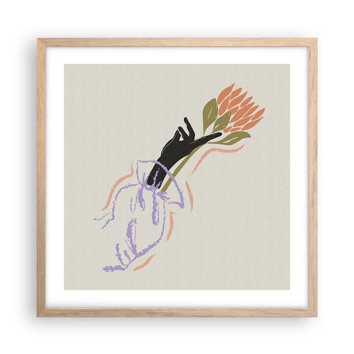 Póster en marco roble claro - Un toque fraternal - 50x50 cm