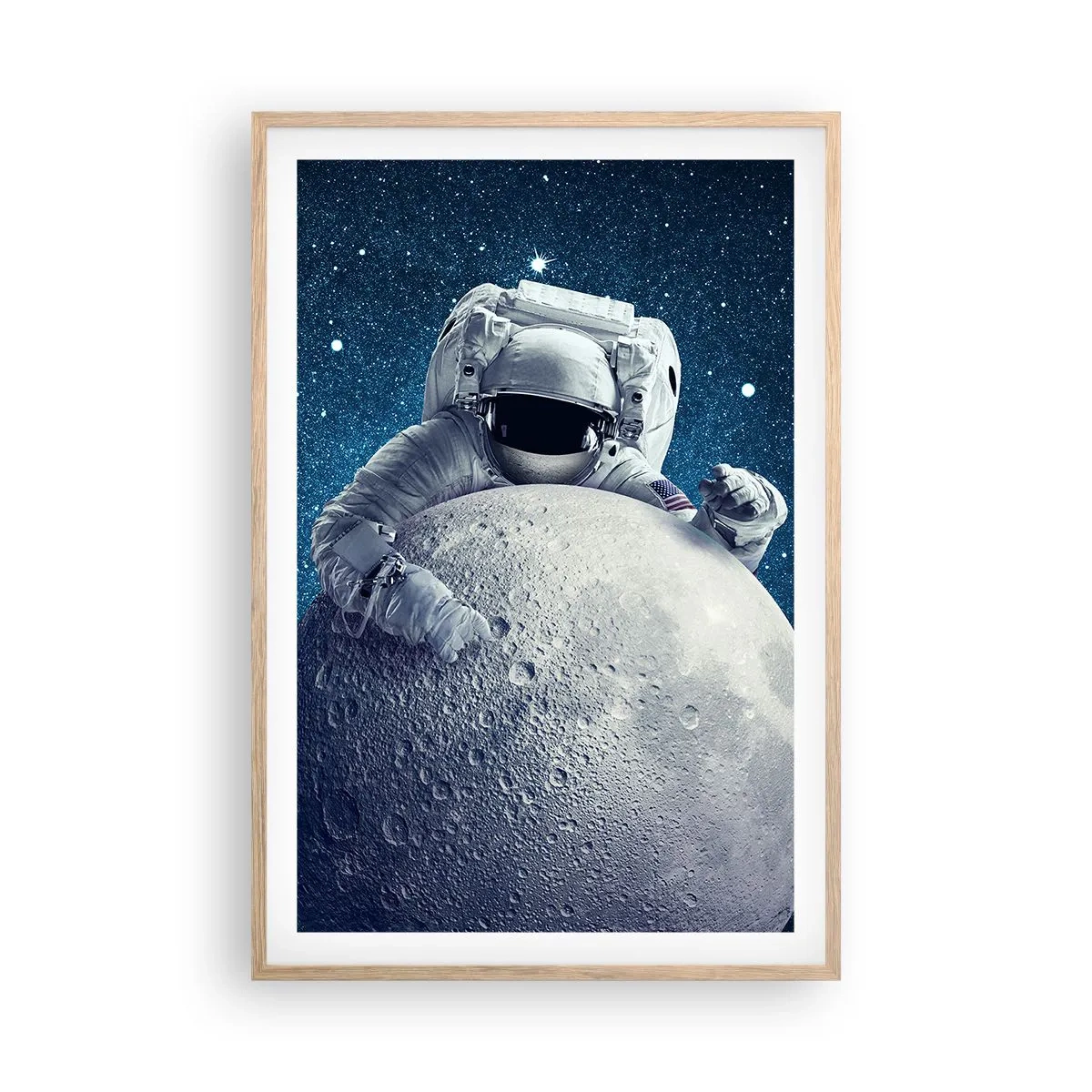 Póster en marco roble claro - Bromista espacial - 61x91 cm