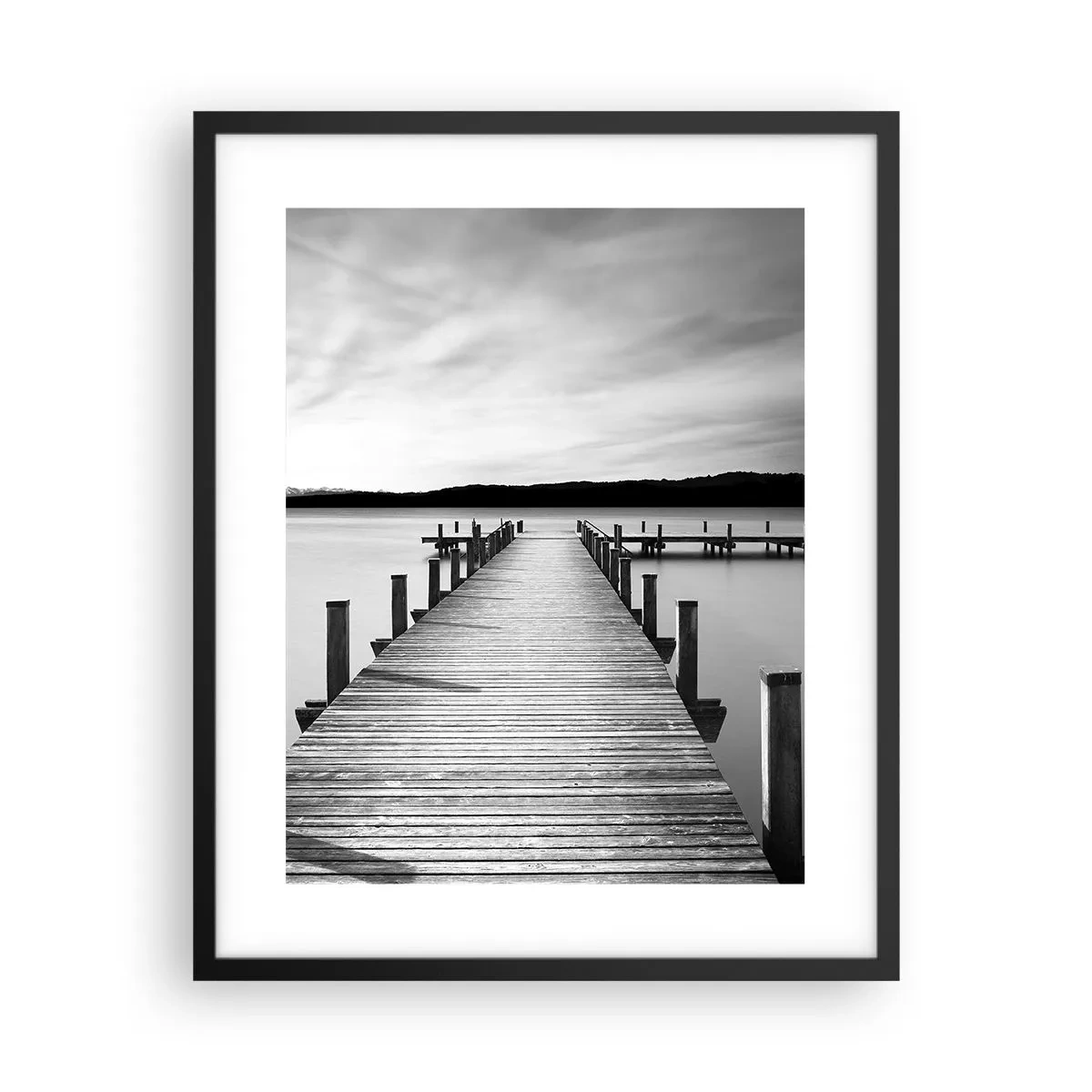 Póster en marco negro - En el lago de la paz - 40x50 cm