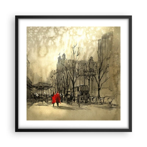 Póster en marco negro - Cita en la niebla de Londres - 50x50 cm