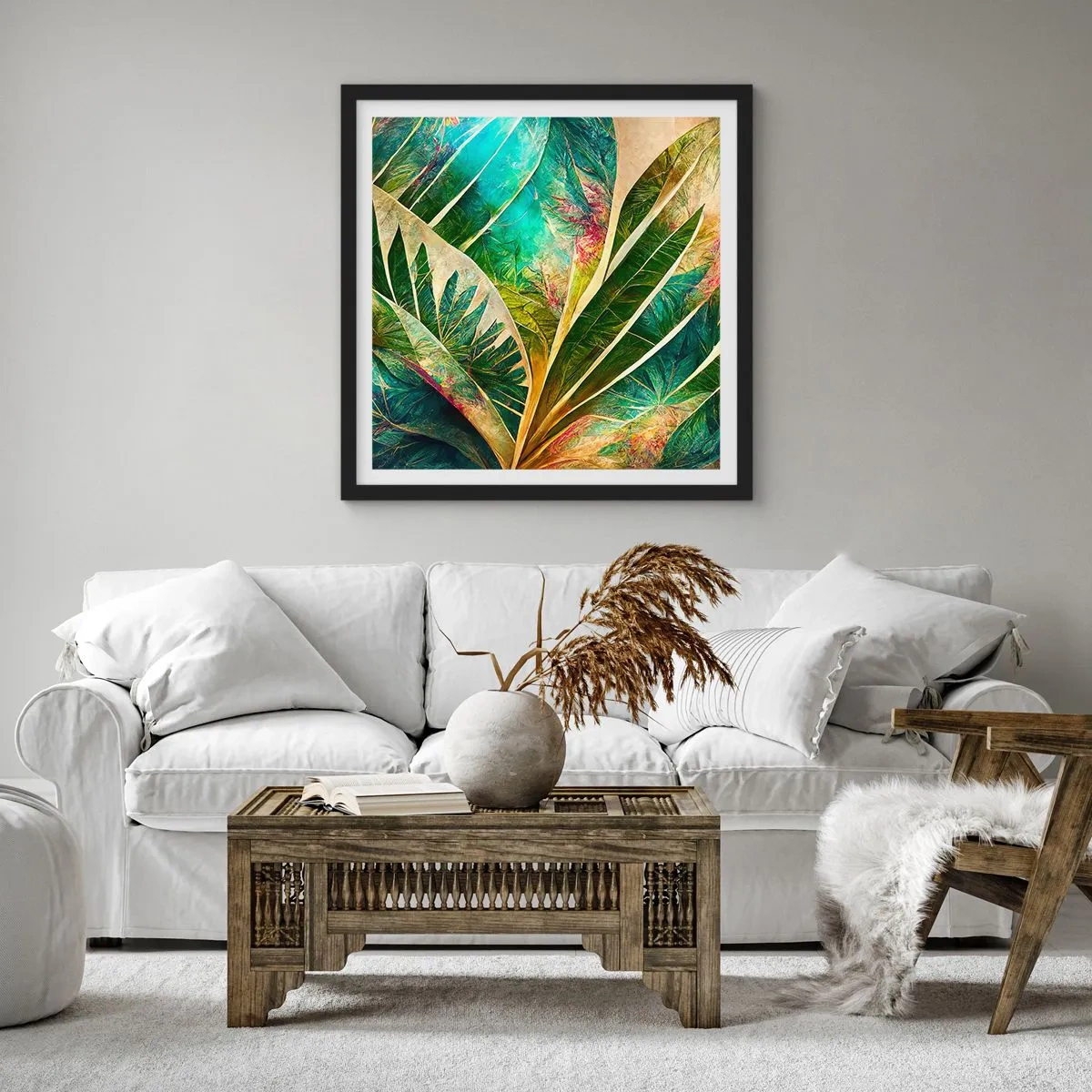 Póster en marco negro - Los colores del trópico - 30x30 cm