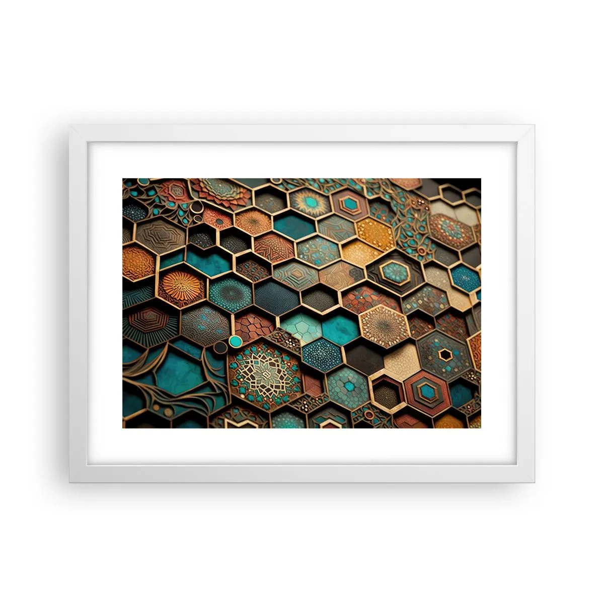 Póster en marco blanco - Ornamentos árabes - 40x30 cm