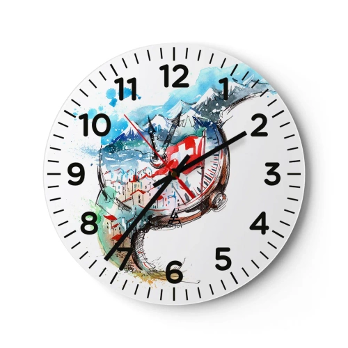 Reloj de pared - Reloj de vidrio - El espíritu de Suiza - 40x40 cm