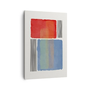 Cuadro sobre lienzo - Impresión de Imagen - Composición geométrica con bloques y líneas de colores. - 70x100cm - Espíritu y alma de la geometría - Decoración de pared moderna para salón y dormitorio ARTTOR