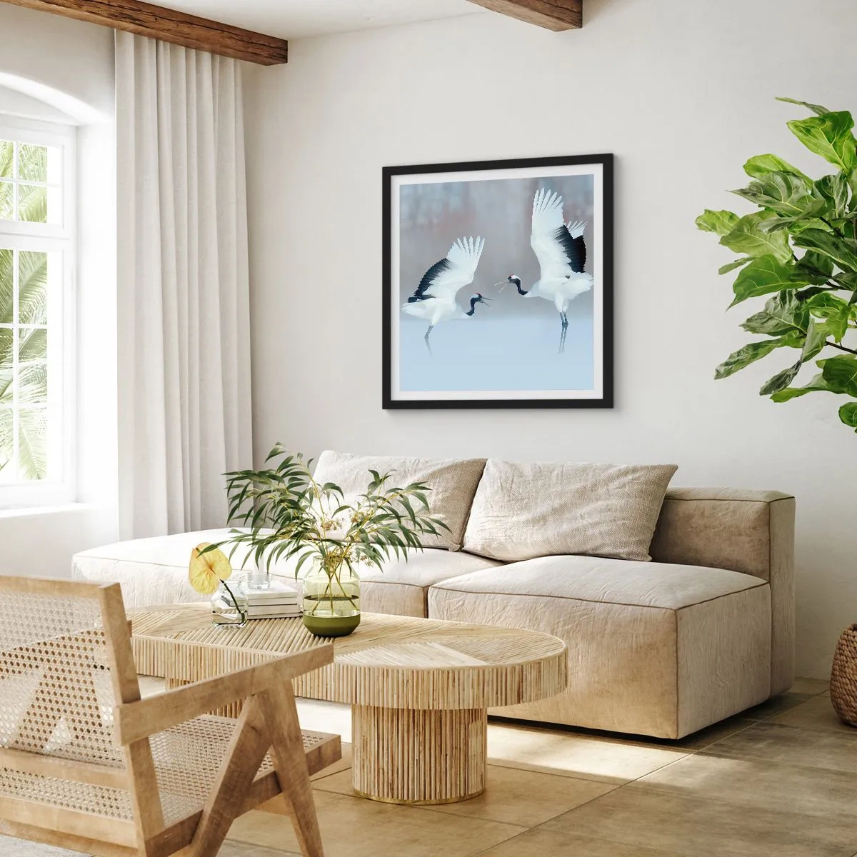 Póster en marco negro - Danza en la niebla - 50x50 cm