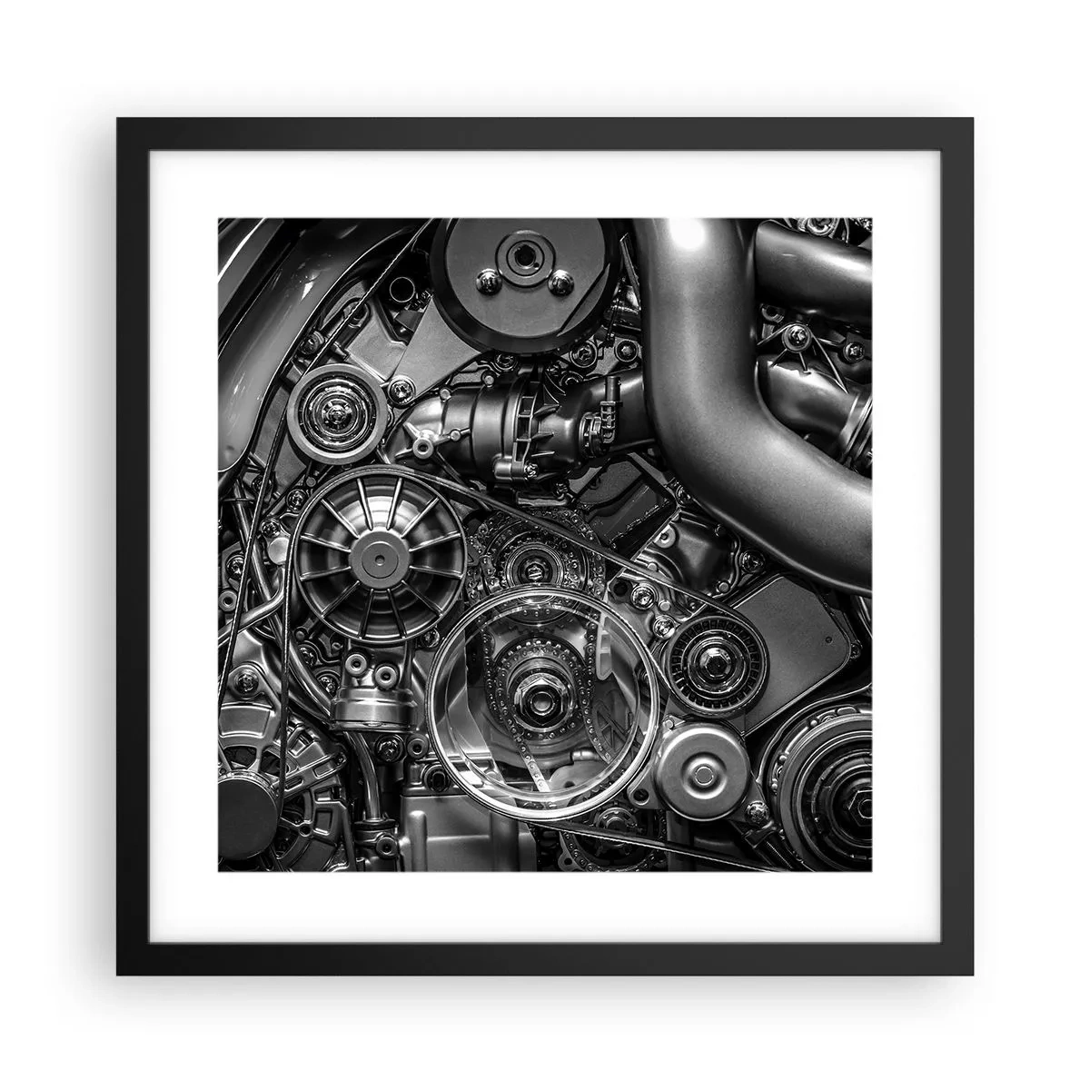 Póster en marco negro - La poesía de la mecánica - 40x40 cm