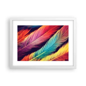 Póster en marco blanco - Arco iris plumoso - 40x30 cm