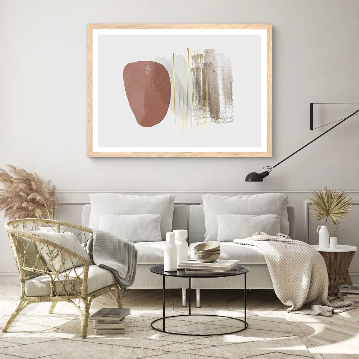 Póster en marco roble claro - Una columnata abstracta - 50x40 cm