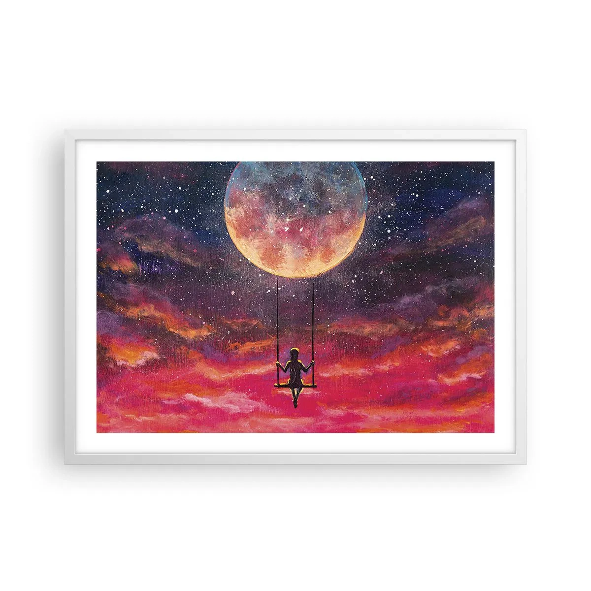 Póster en marco blanco - Disfrutar de las nubes - 70x50 cm
