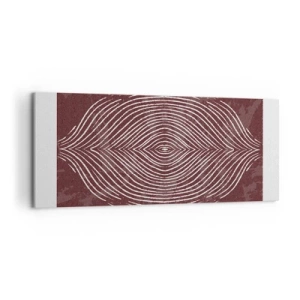 Cuadro sobre lienzo - Impresión de Imagen - Ondas simétricas en líneas blancas sobre un fondo marrón - 120x50cm - El espacio habla - Decoración de pared moderna para salón y dormitorio ARTTOR