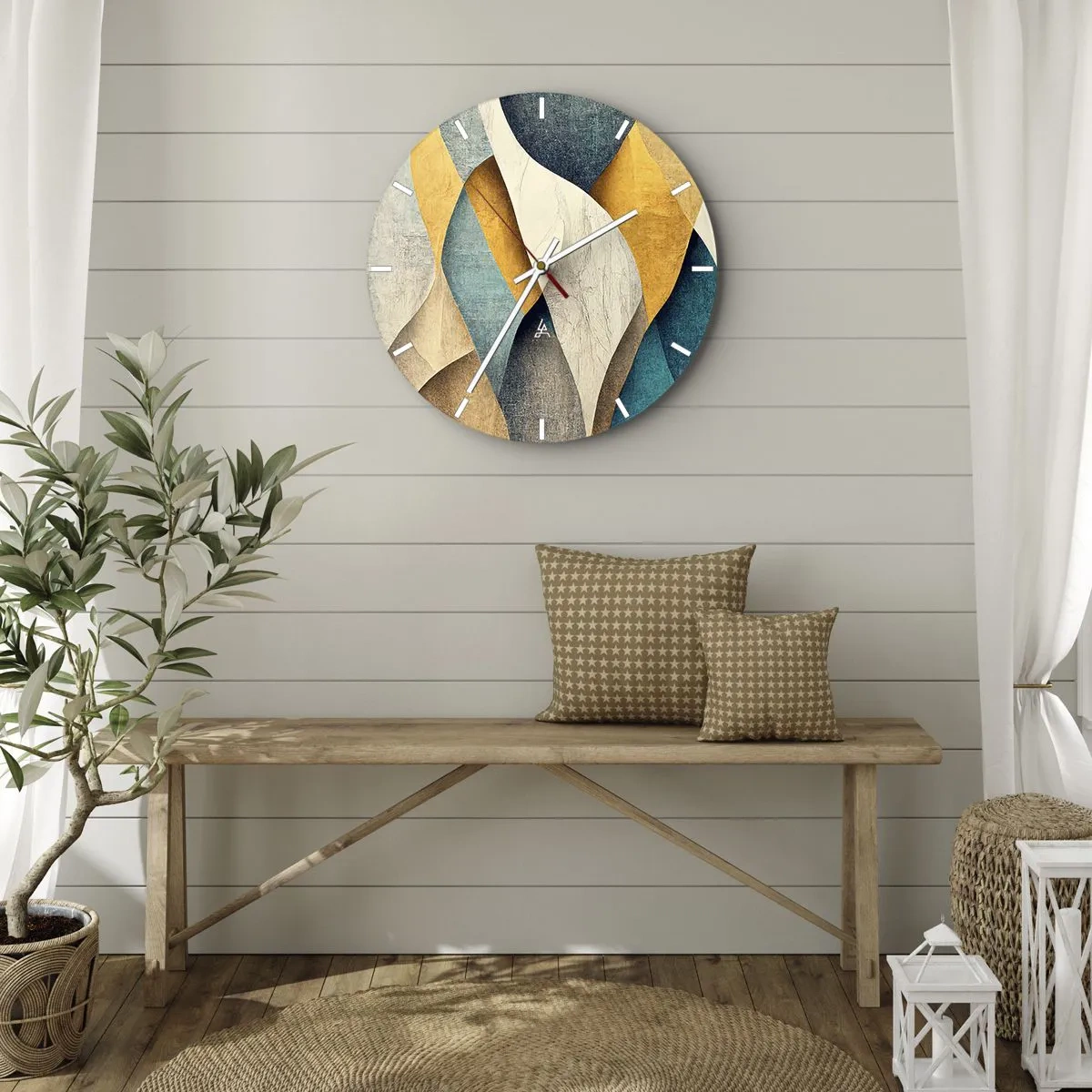 Reloj de pared - Reloj de vidrio - Ritmo y ondulación - 30x30 cm