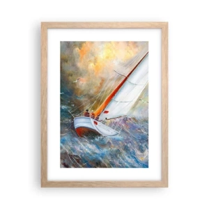 Póster en marco roble claro - Surcando las olas - 30x40 cm