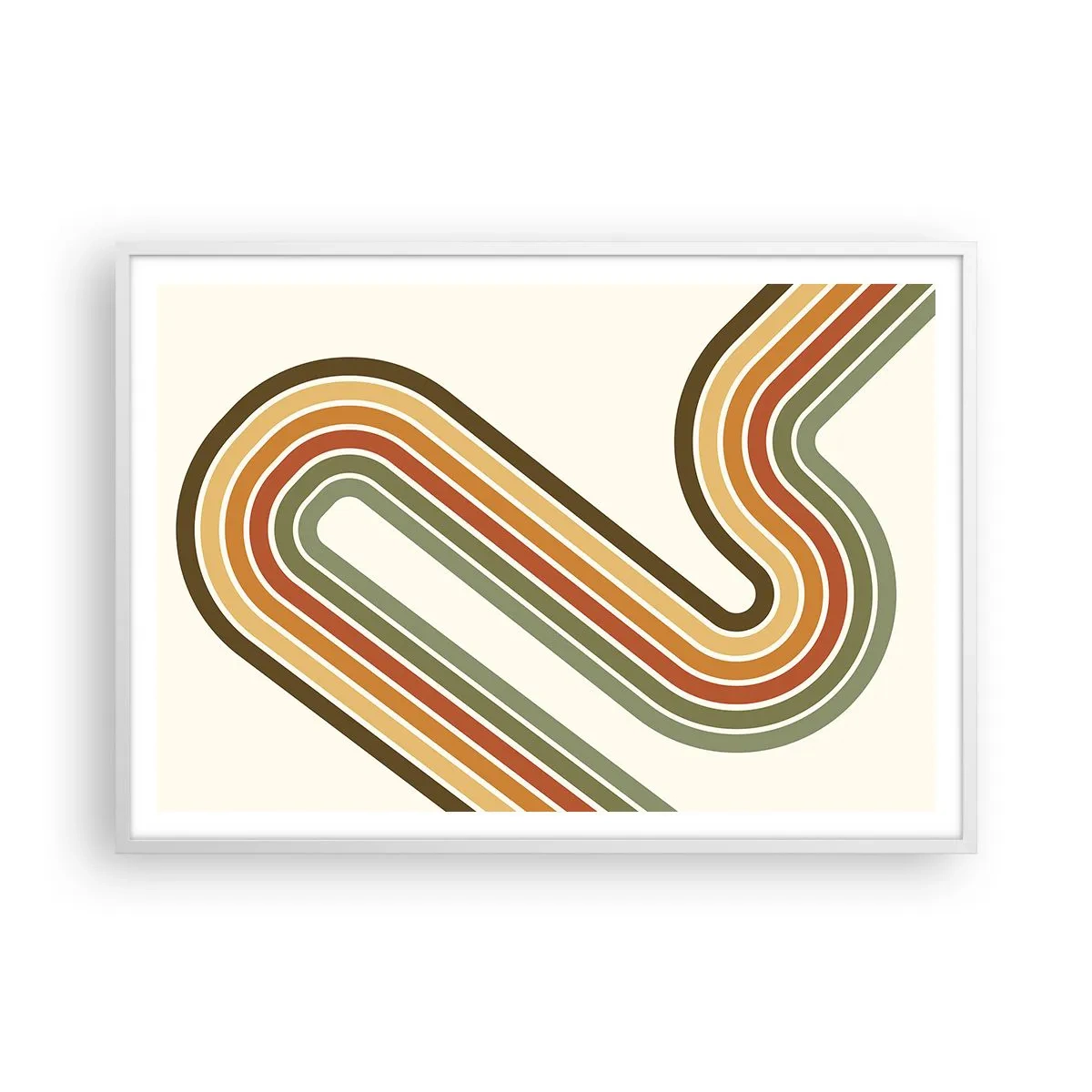 Póster en marco blanco - Zigzagueando hasta su destino - 100x70 cm