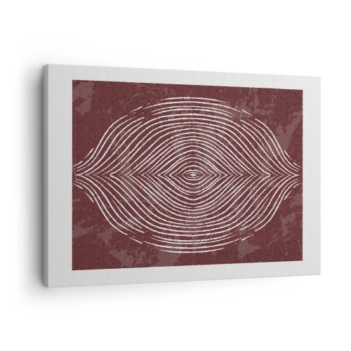 Cuadro sobre lienzo - Impresión de Imagen - Ondas simétricas en líneas blancas sobre un fondo marrón - 70x50cm - El espacio habla - Decoración de pared moderna para salón y dormitorio ARTTOR