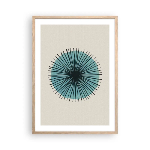 Póster en marco roble claro - Radiante en azul - 50x70 cm