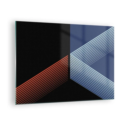 Cuadro sobre vidrio - Impresiones sobre Vidrio - Una composición geométrica moderna con líneas y contraste de colores. - 70x50cm - La rectitud - Decoración de pared moderna para salón y dormitorio ARTTOR