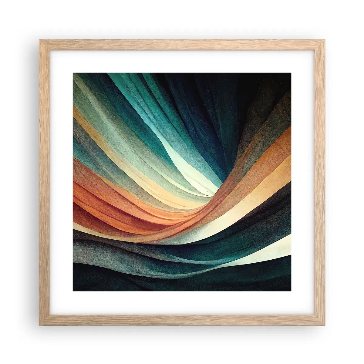 Póster en marco roble claro - Tejido de colores - 40x40 cm