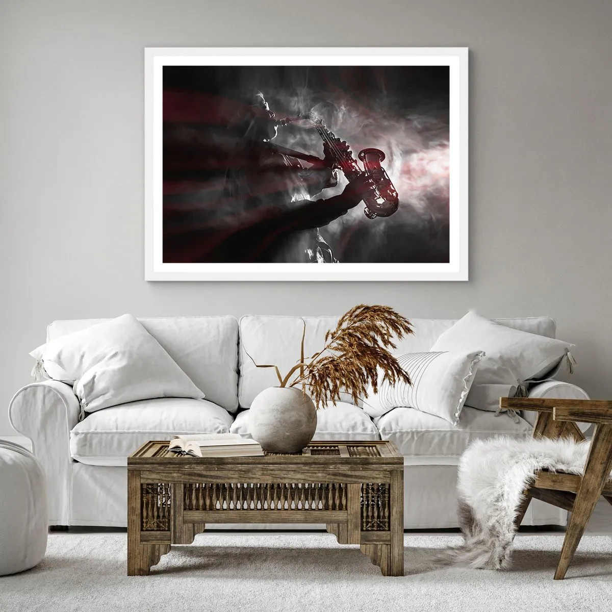 Póster en marco blanco - En el vapor del jazz - 50x50 cm