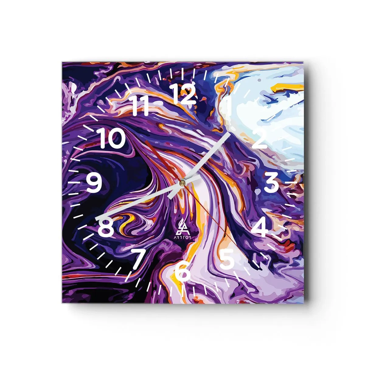 Reloj de pared - Reloj de vidrio - Una curva en el violeta - 40x40 cm