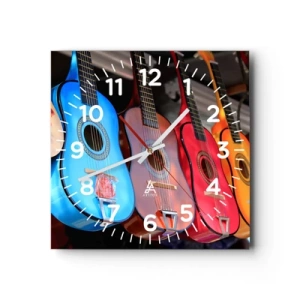 Reloj de pared - Reloj de vidrio - Estilo latino - 30x30 cm
