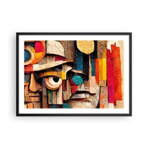 Póster en marco negro - Rostros abstractos en colores intensos - 70x50cm - Te veo... - Decoración de pared moderna para salón y dormitorio ARTTOR
