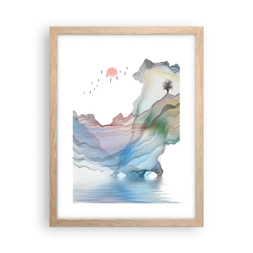 Póster en marco roble claro - Hacia las montañas de cristal - 30x40 cm