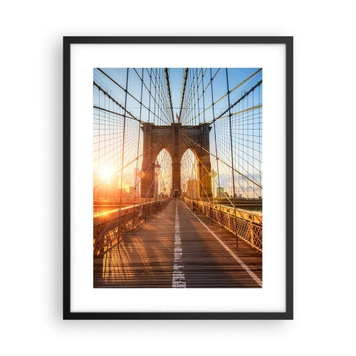 Póster en marco negro - En el puente dorado - 40x50 cm