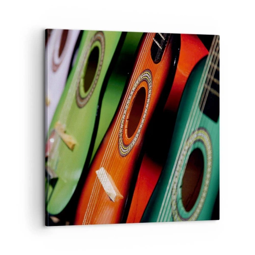 Cuadro sobre lienzo - Impresión de Imagen - La guitarra tiene muchos colores - 60x60 cm
