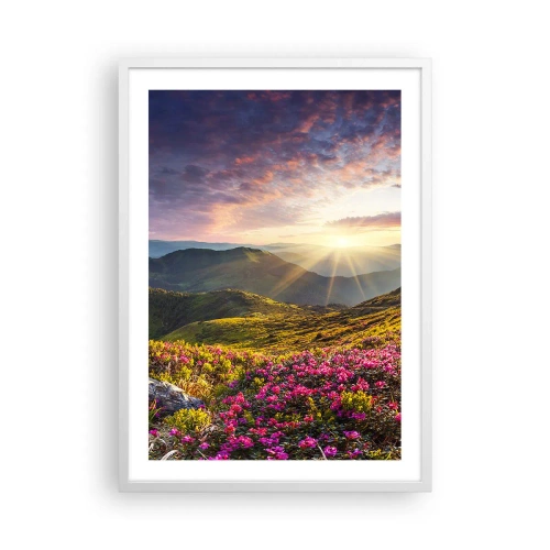 Póster en marco blanco - La frescura de una mañana de montaña - 50x70 cm