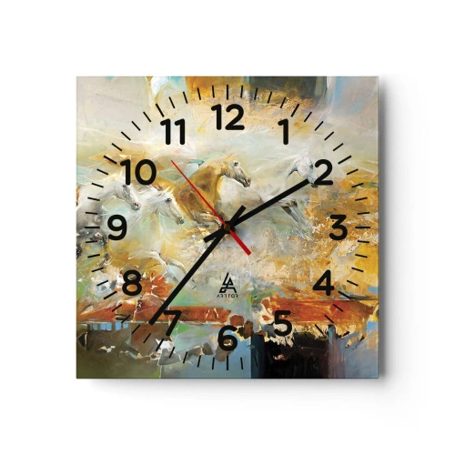 Reloj de pared - Reloj de vidrio - Galopando a través de la luz - 30x30 cm