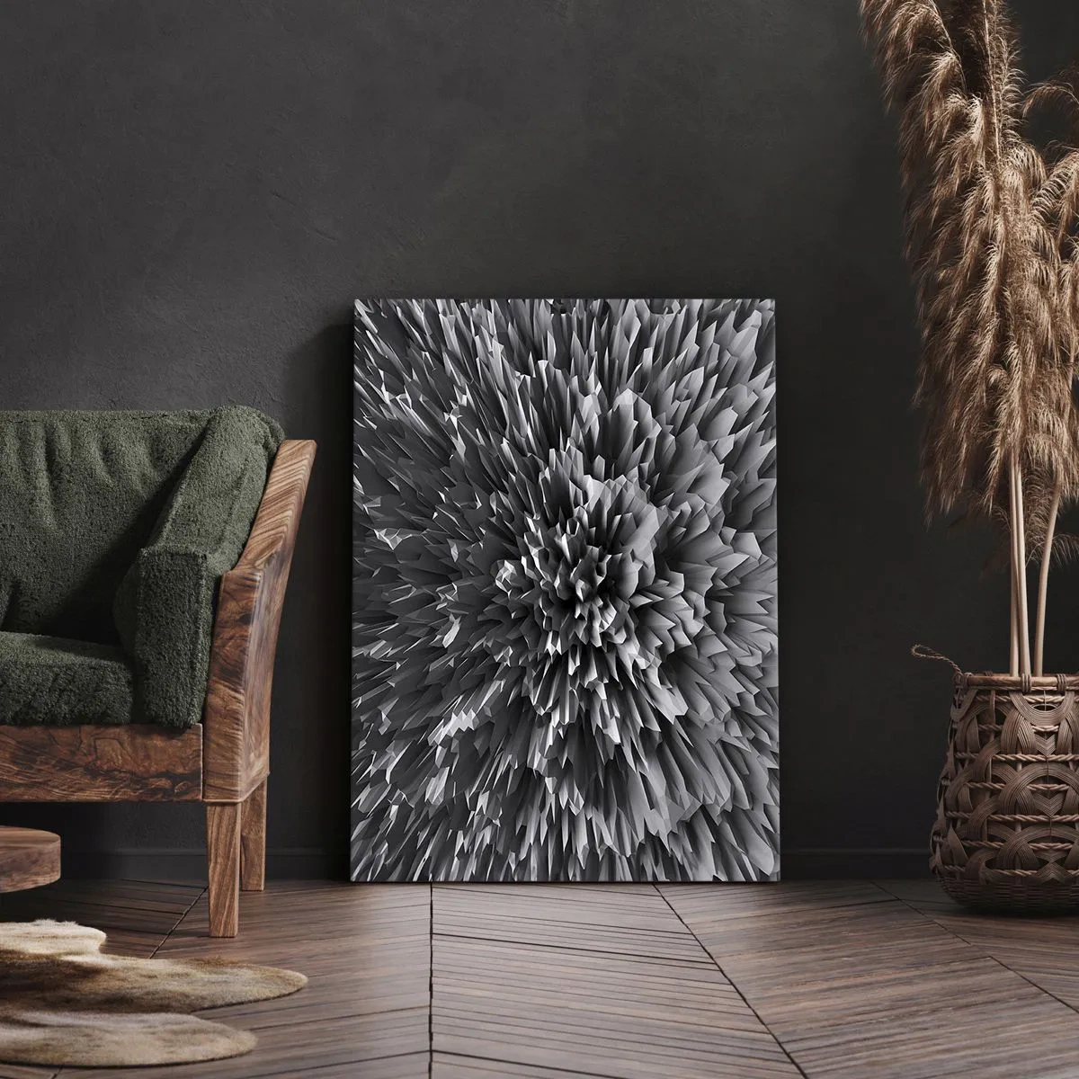 Cuadro sobre lienzo - Impresión de Imagen - Estructura abstracta en tonos de gris - 50x70cm - No puede ser más afilado - Decoración de pared moderna para salón y dormitorio ARTTOR