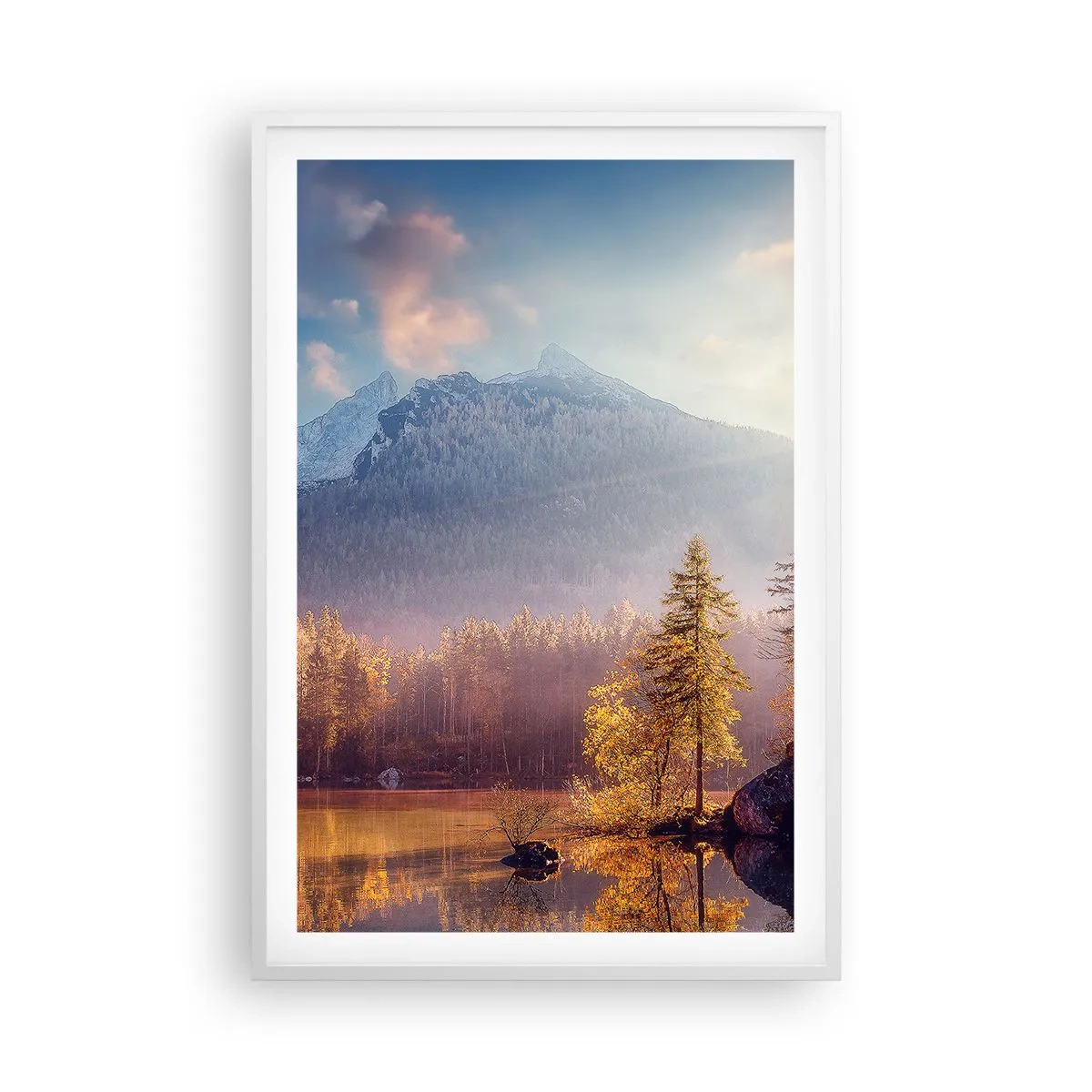 Póster en marco blanco - Entre las montañas y los valles - 61x91 cm