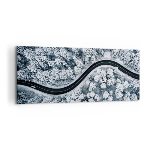 Cuadro sobre lienzo - Impresión de Imagen - A través de un bosque invernal - 100x40 cm
