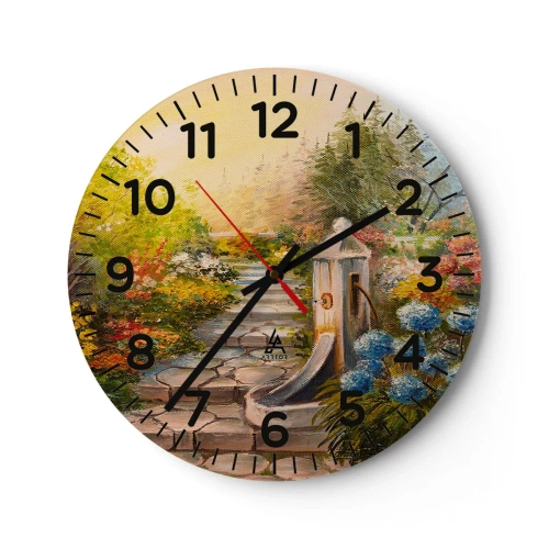 Reloj de pared - Reloj de vidrio - En plena floración - 30x30 cm