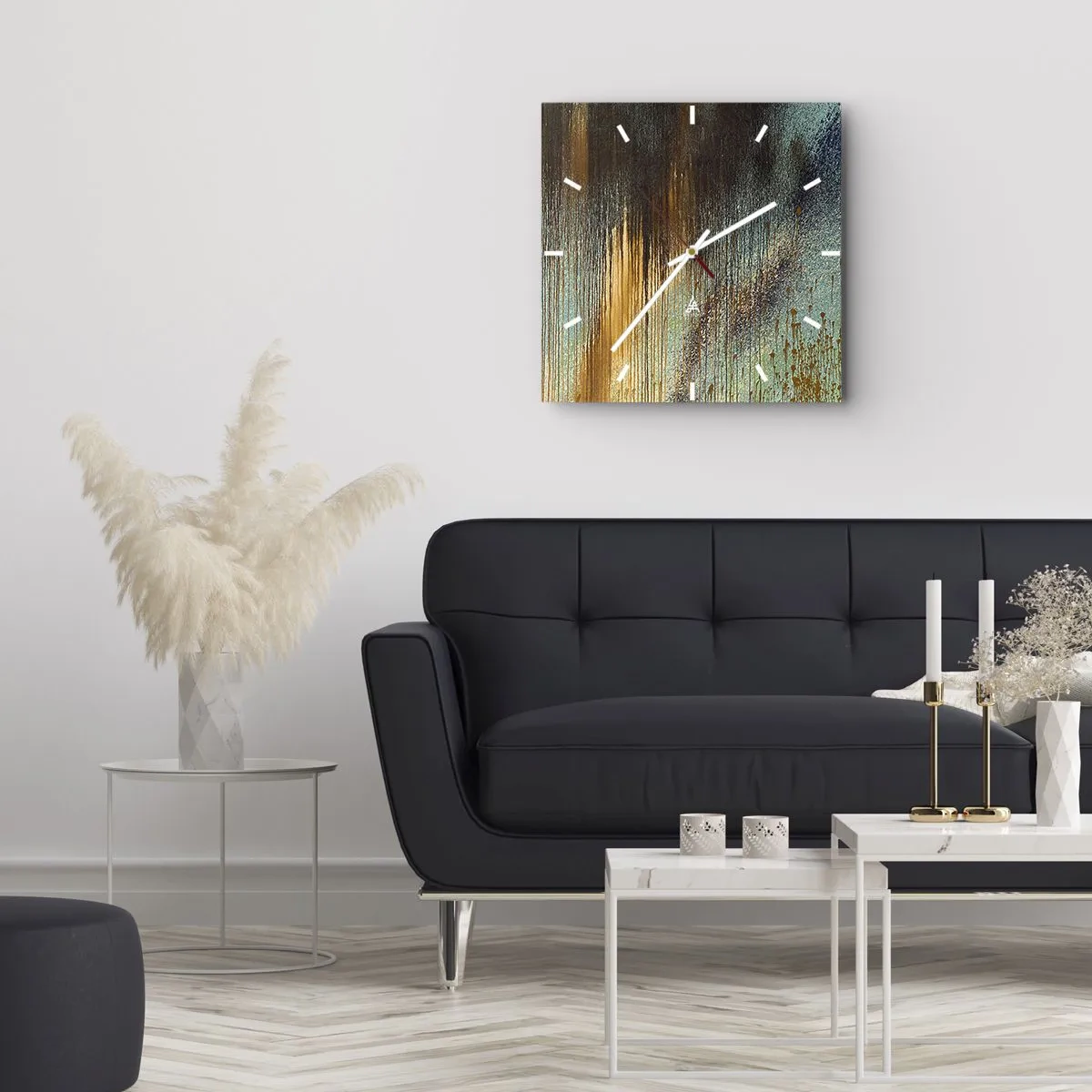 Reloj de pared - Reloj de vidrio - Una composición colorista no accidental - 40x40 cm