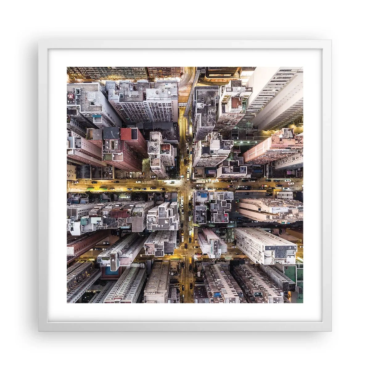 Póster en marco blanco - Saludos desde Hong Kong - 50x50 cm