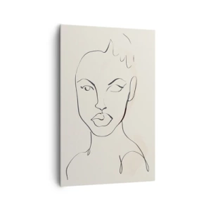 Cuadro sobre lienzo - Impresión de Imagen - Boceto minimalista del rostro de una mujer. - 80x120cm - Un esbozo de sensualidad - Decoración de pared moderna para salón y dormitorio ARTTOR