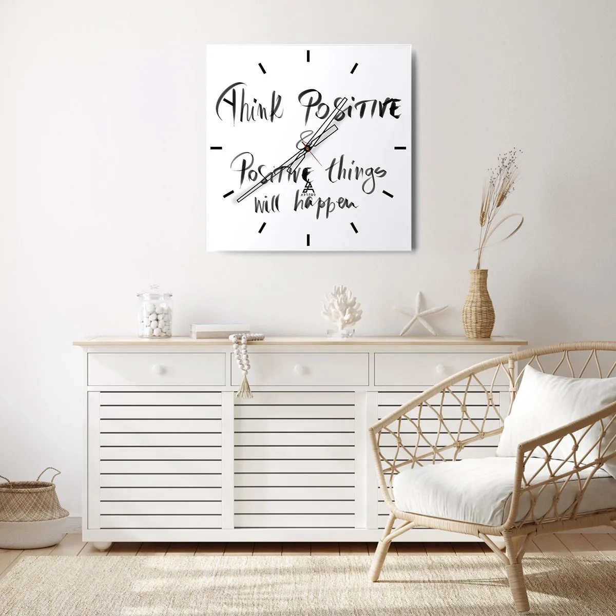 Reloj de pared - Reloj de vidrio - Letras inspiradoras en negro sobre fondo blanco. - 30x30cm - ¿Cómo vivir? - Decoración de pared moderna para salón y dormitorio ARTTOR