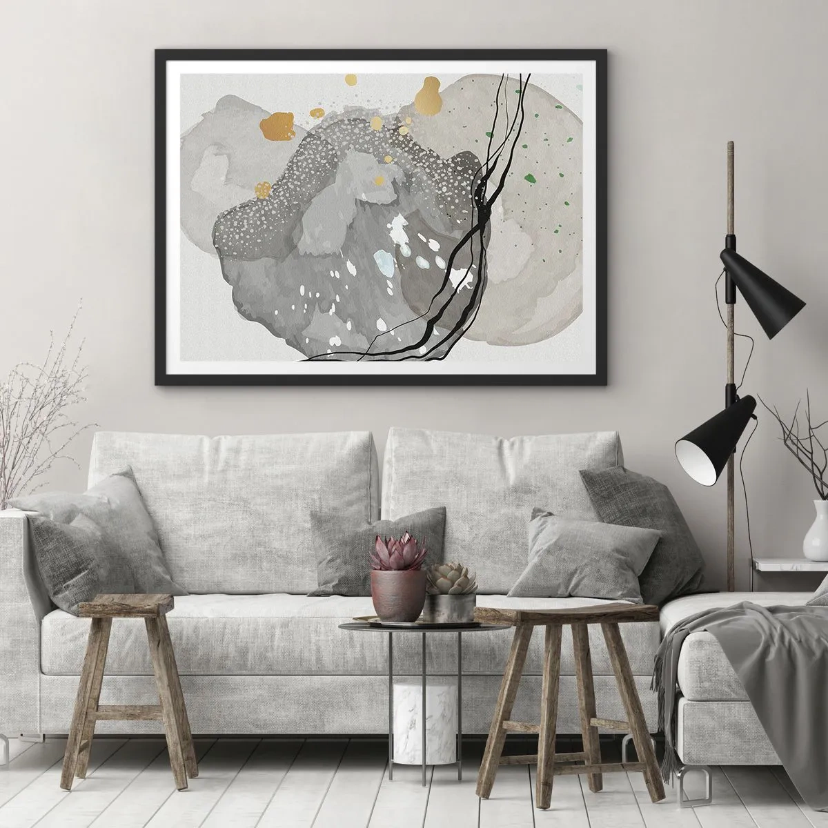 Póster en marco negro - Composición orgánica - 50x40 cm