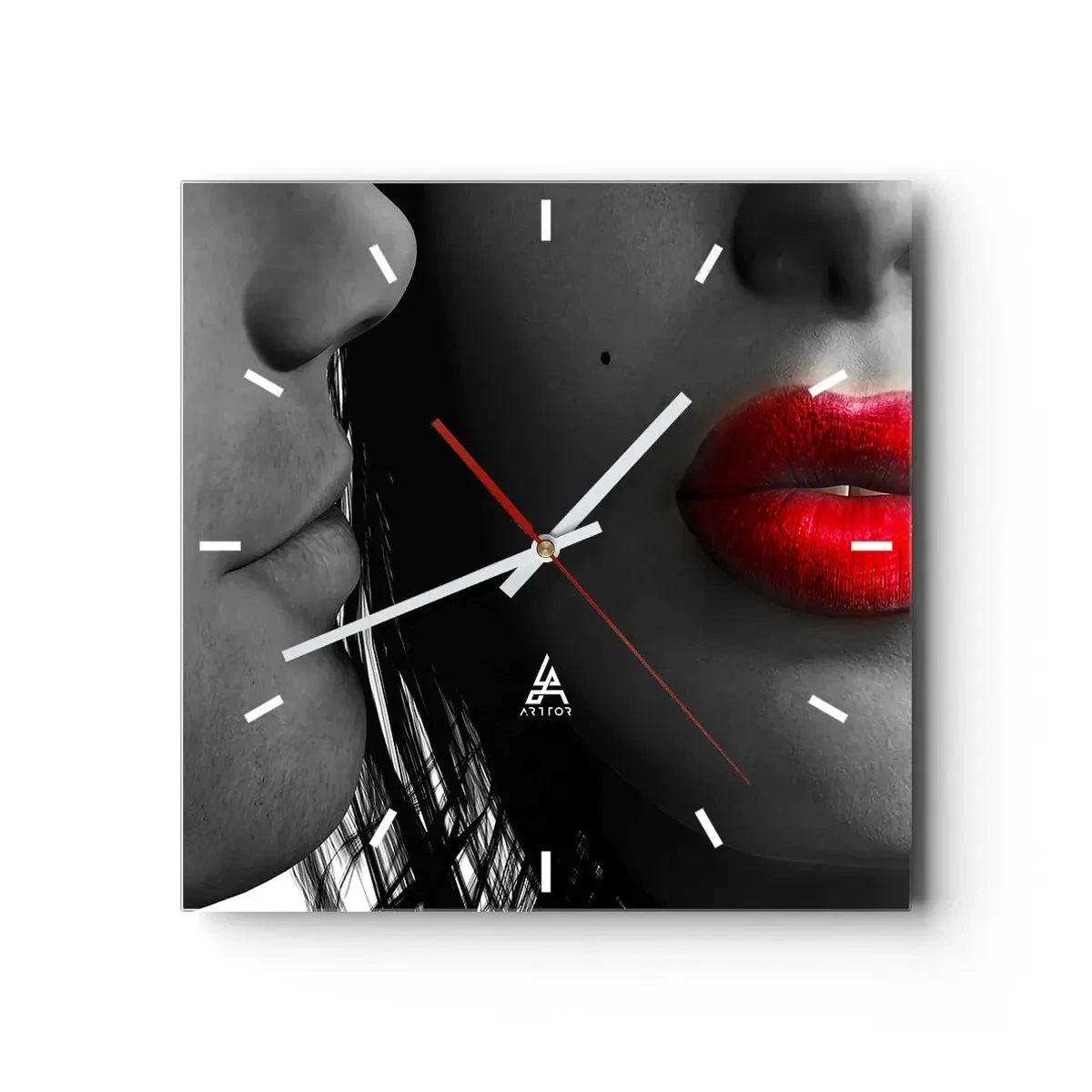 Reloj de pared - Reloj de vidrio - Cara a cara - 40x40 cm