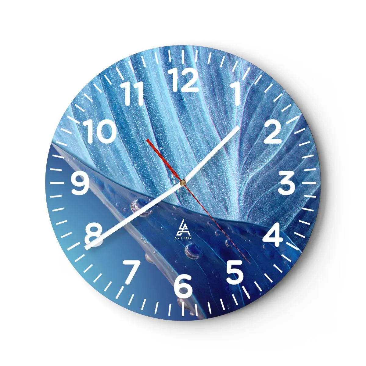 Reloj de pared - Reloj de vidrio - Gotas ocultas de azul - 40x40 cm