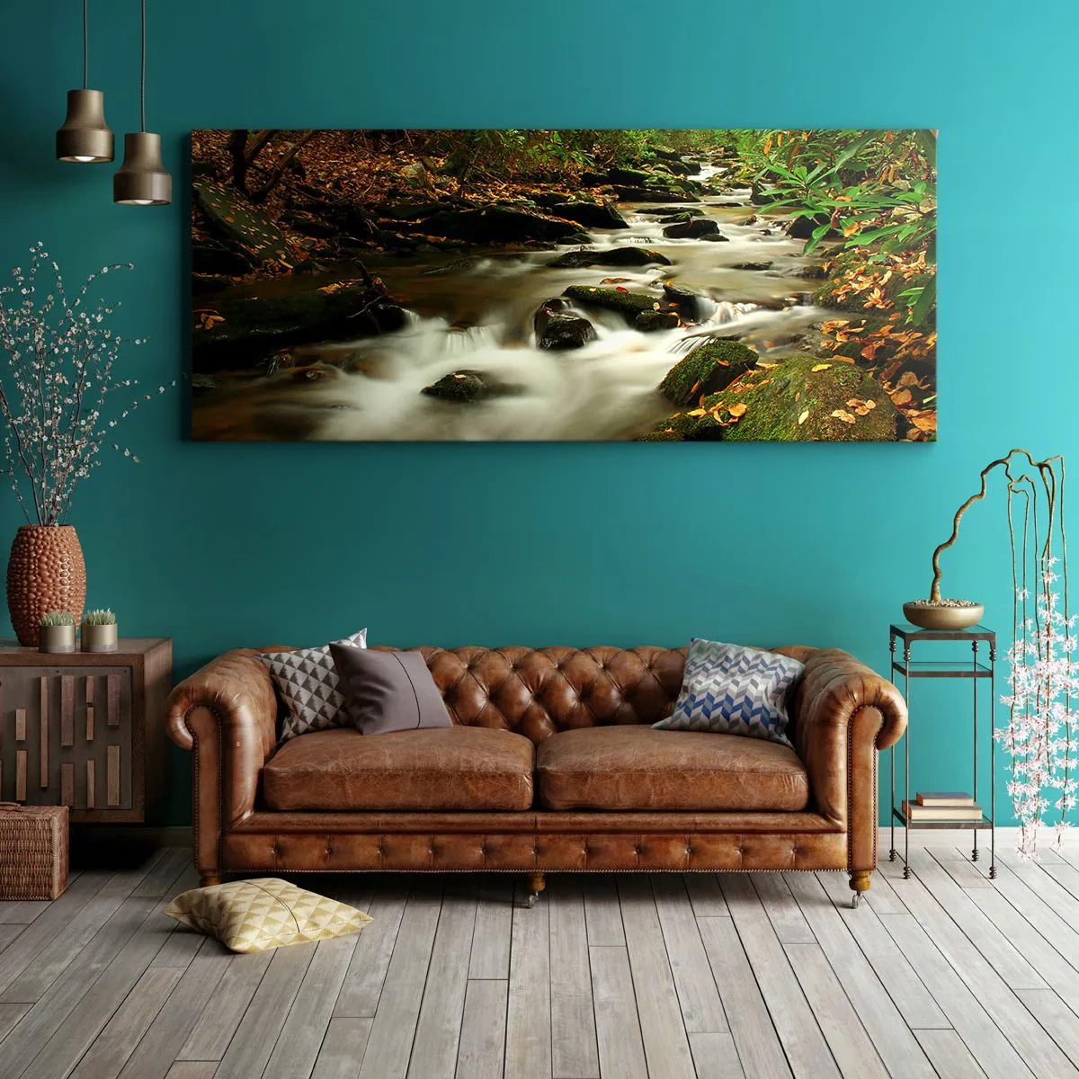 Cuadro sobre lienzo - Impresión de Imagen - Como plata líquida - 90x30 cm