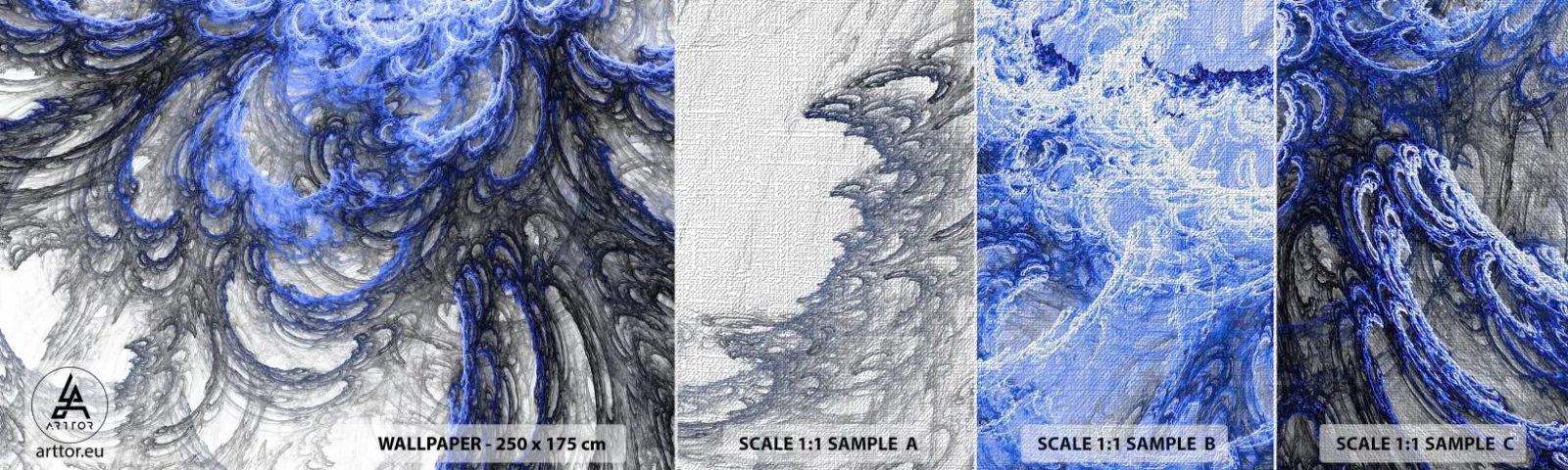 Muestra de fotomural Premium Canvas - El nacimiento de una ola - Abstracción, Pedazo, Patrón moderno - 100x30 cm