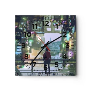 Reloj de pared - Reloj de vidrio - Dos mundos - 40x40 cm