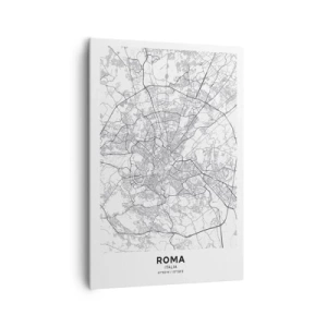 Cuadro sobre lienzo - Impresión de Imagen - Un mapa de la ciudad en estilo minimalista con líneas delicadas. - 70x100cm - El círculo romano - Decoración de pared moderna para salón y dormitorio ARTTOR