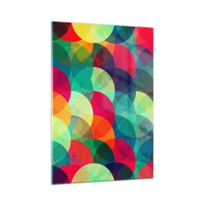 Cuadro sobre vidrio - Impresiones sobre Vidrio - Semicírculos coloridos y superpuestos en una paleta de colores intensa - 50x70cm - Ascensión circular - Decoración de pared moderna para salón y dormitorio ARTTOR