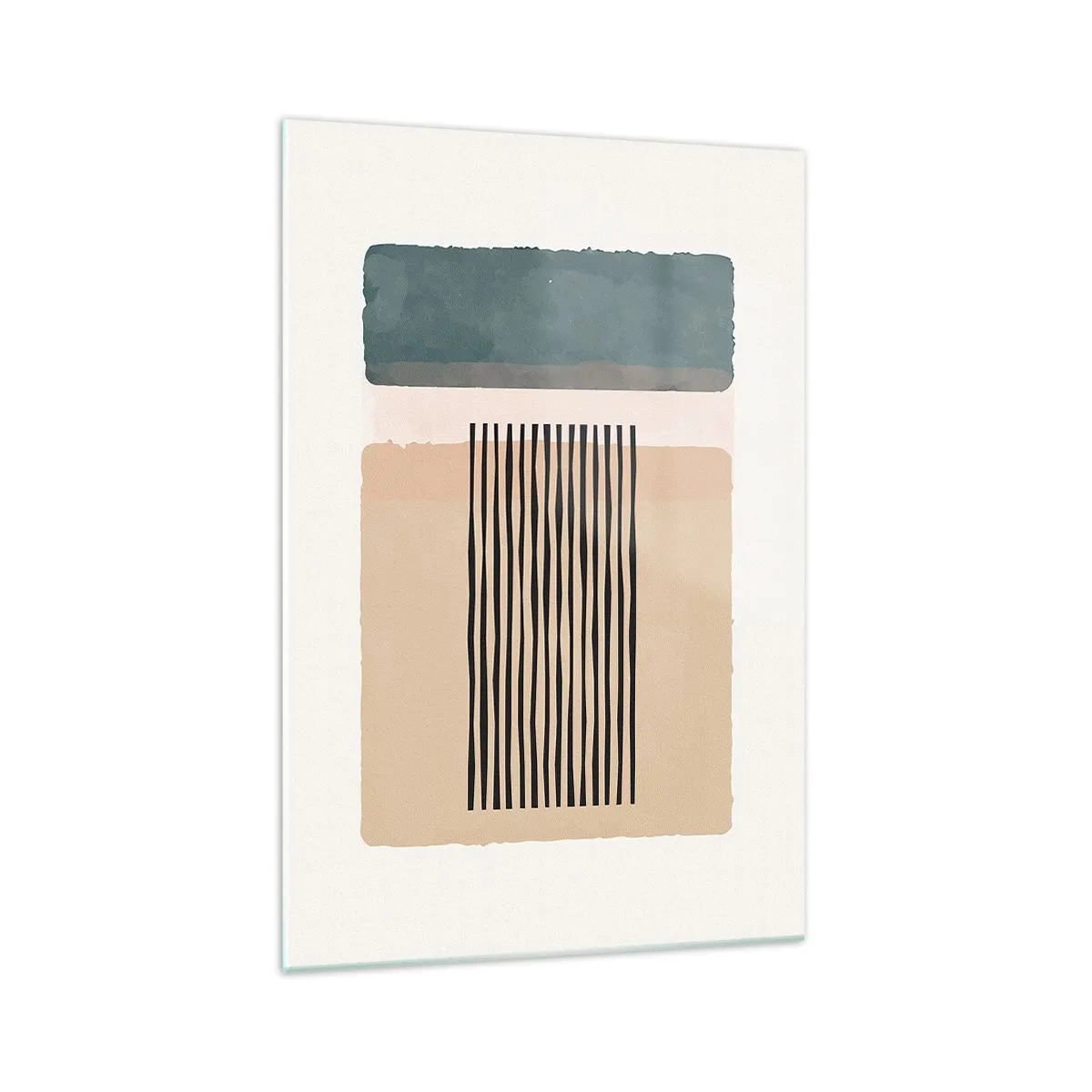 Cuadro sobre vidrio - Impresiones sobre Vidrio - Formas geométricas minimalistas en tonos beige y verdes. - 70x100cm - Todo en orden - Decoración de pared moderna para salón y dormitorio ARTTOR