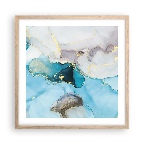 Póster en marco roble claro - Un estudio del encuentro entre el gris y el turquesa - 50x50 cm