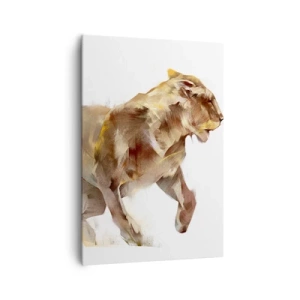 Cuadro sobre lienzo - Impresión de Imagen - Una leona corriendo en una interpretación artística - 70x100cm - Gracia salvaje - Decoración de pared moderna para salón y dormitorio ARTTOR