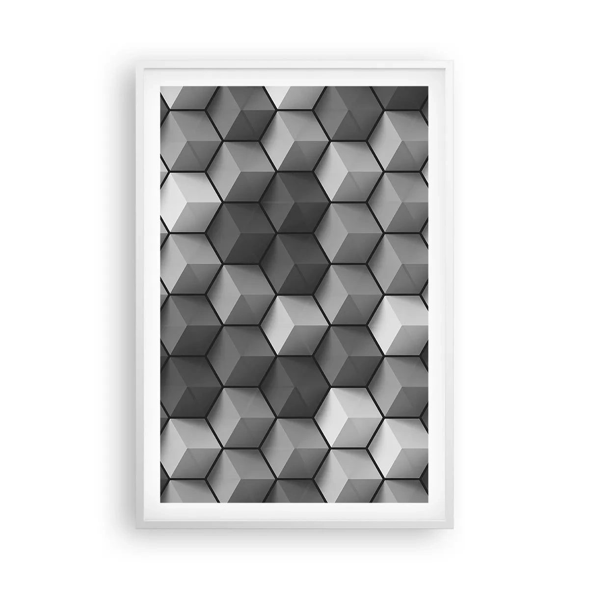 Póster en marco blanco - Rompecabezas cubista - 61x91 cm